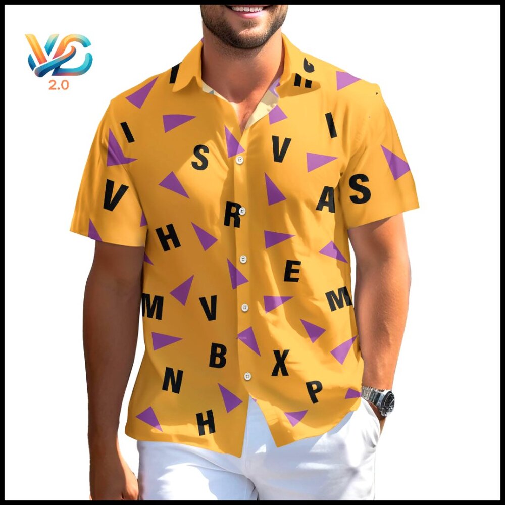 Anime Themed Button Down Hawaiian Shirt, Regular Fit, Short Sleeve, Polyester